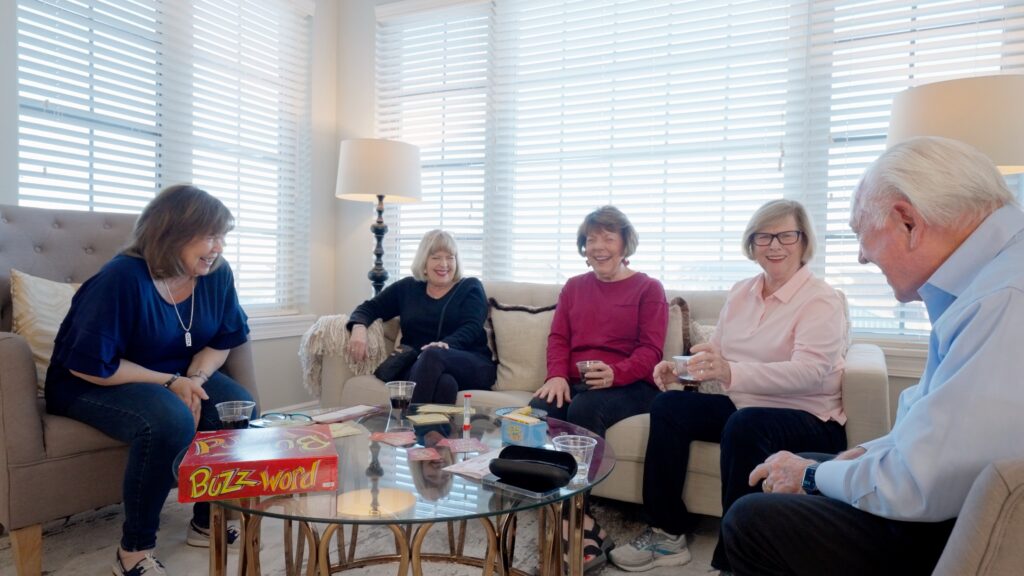Group of residents playing games together